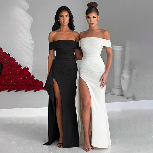 Solid Color Slim Sleeveless Split Dresses