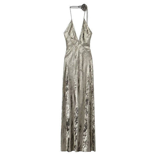 Metal Foil Flower Decoration Dress