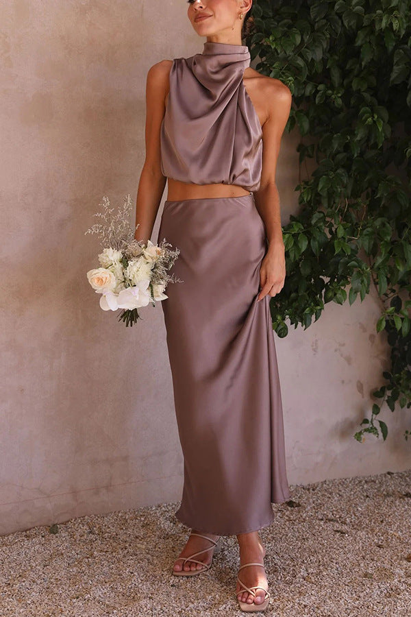 Satin Multi-color Casual Dress