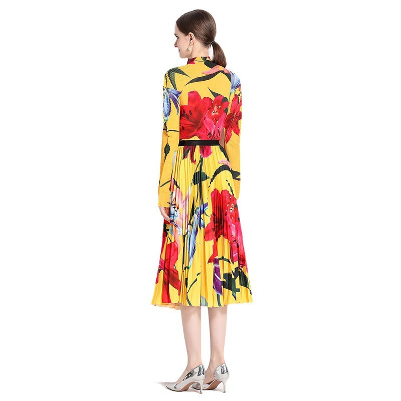 Printed Pleated Dress
