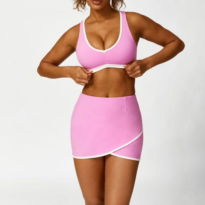 M Chic Boutique yoga suit set for women, activewear with fitted top and leggings, perfect for exercise and casual wear.