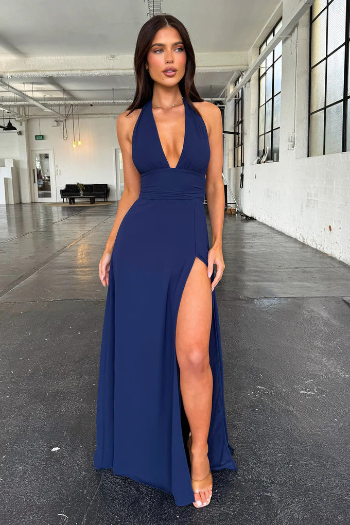 Style Lace-up Halterneck Backless Dress