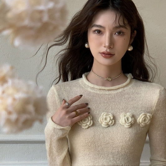 Micro Transparent Flower Sweater