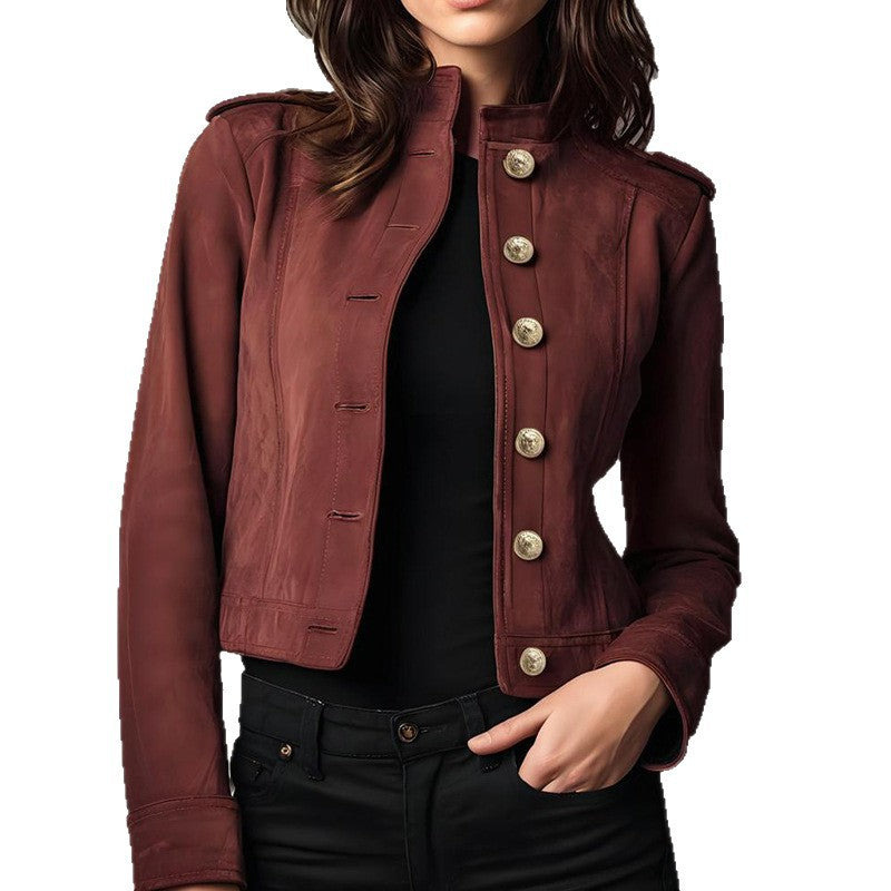 Retro Long Sleeve Short Suede Jacket