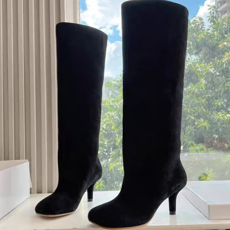 Square Head High-heel Boots