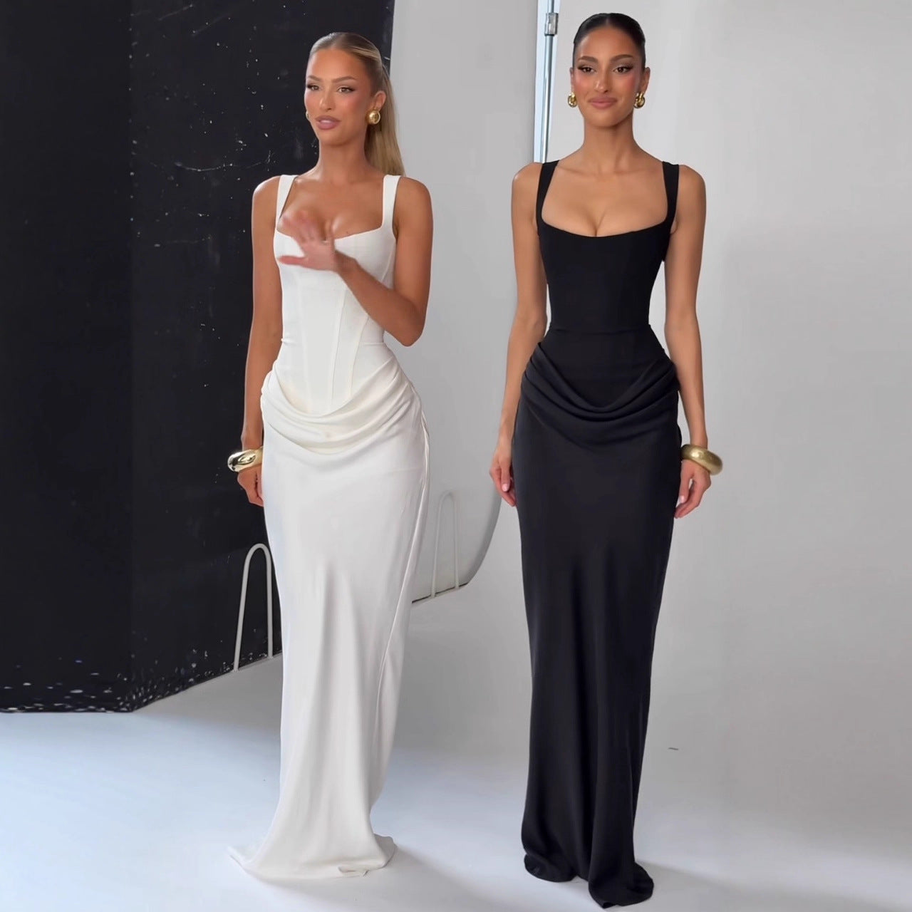 Solid color strappy tie dress from M Chic Boutique featuring a fitted silhouette and adjustable tie straps.