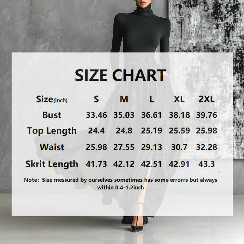 High-neck 2 piece set dress in black from M Chic Boutique, featuring a fitted top and flowing skirt.