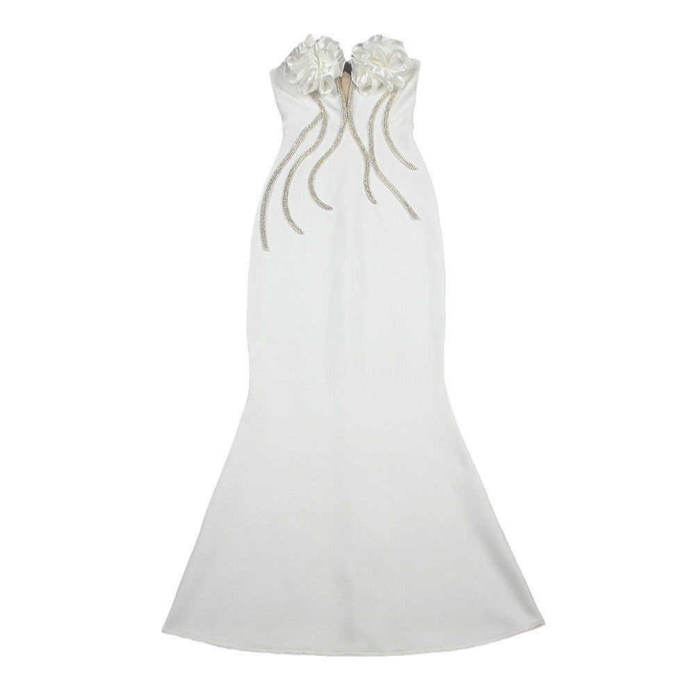 Socialite Flower Chain Strapless Evening Dress