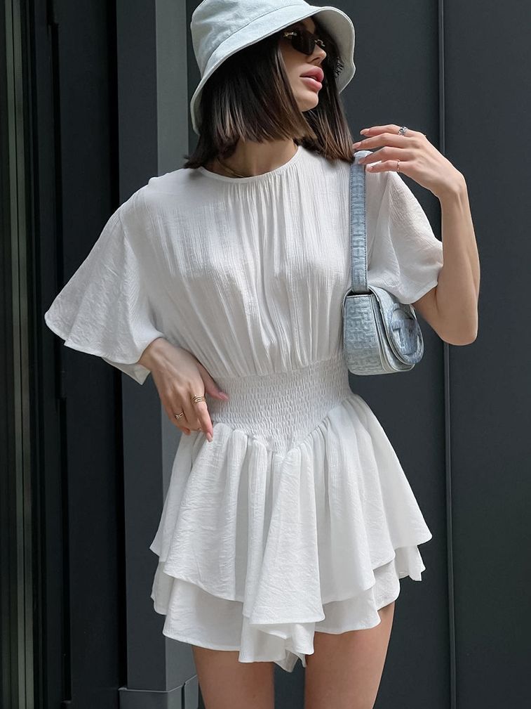 Fashionable Elegant French Lotus Leaf Dress