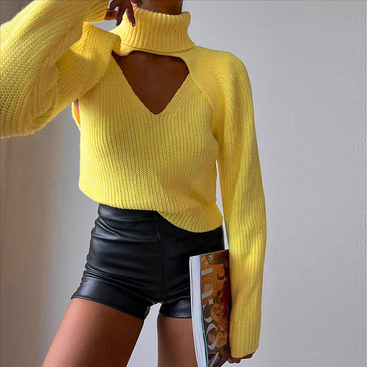 Solid Elegant Hollow Sweater