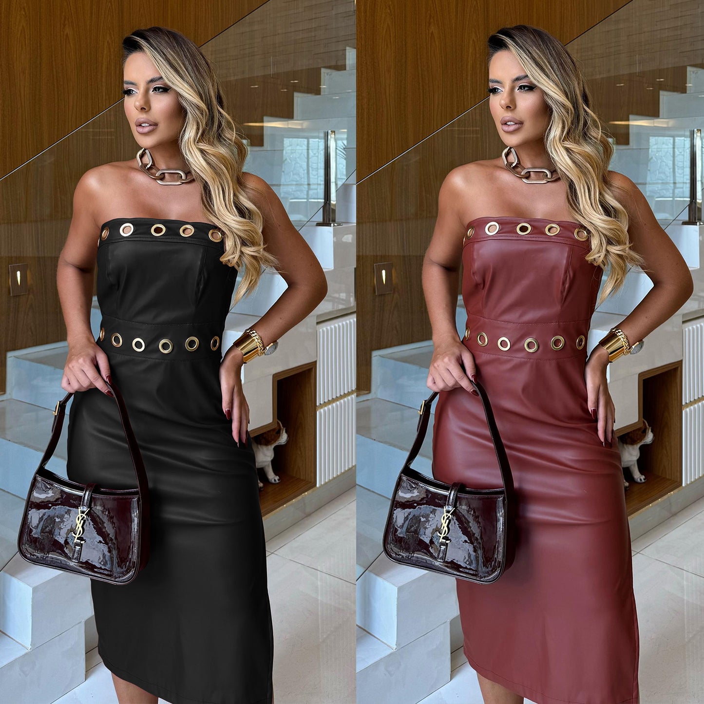 Strapless Slit Dress - M Chic Boutique