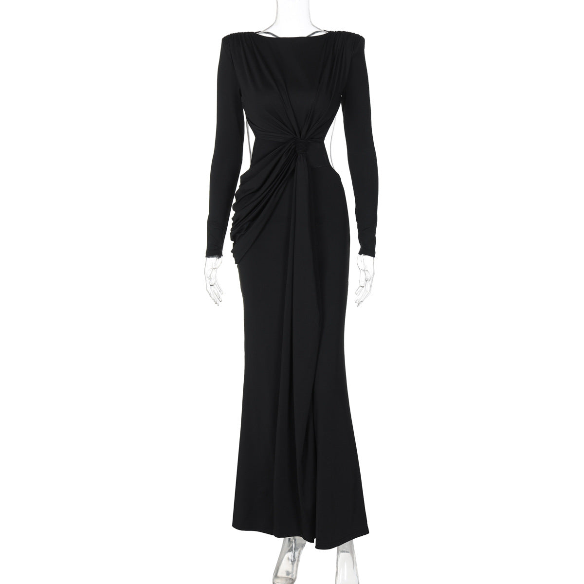 Hollow-out slim-fit long sleeve dress from M Chic Boutique, featuring a stylish cut-out design and fitted silhouette.