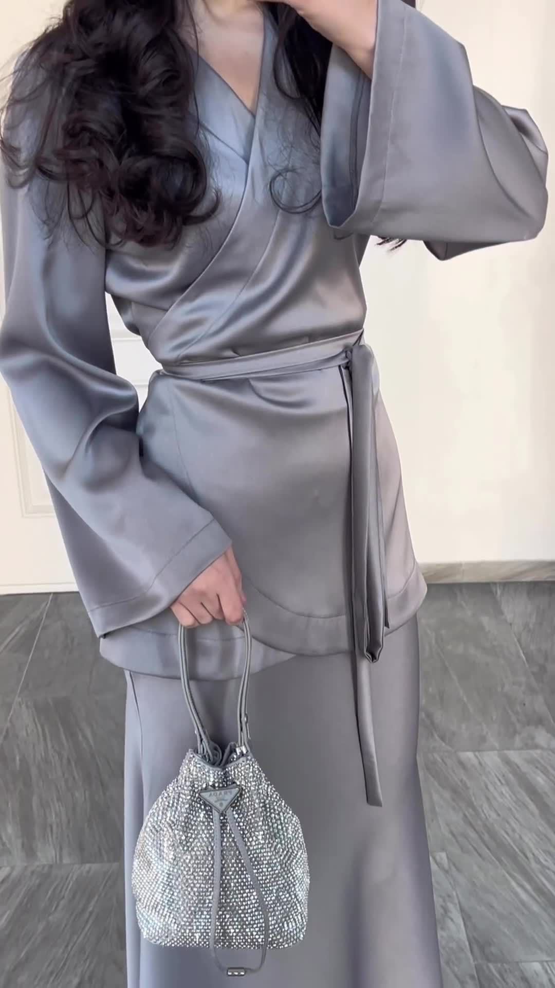 Satin Patchwork Long Dress