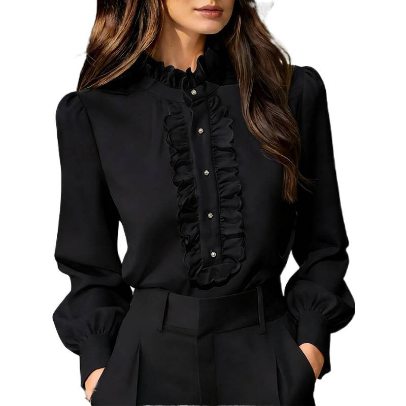 French-Elegant Ruffle-Trimmed Shirt - M Chic Boutique