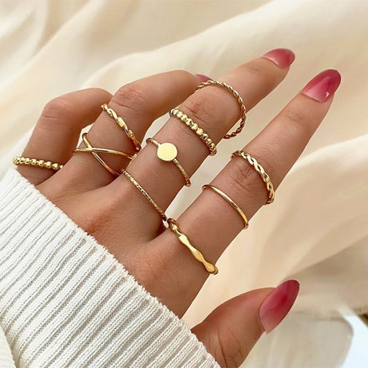 Knuckle Ring Twist Cross 10-piece Set