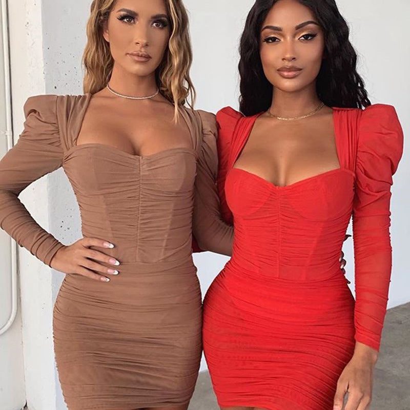 Double-breasted mesh dress