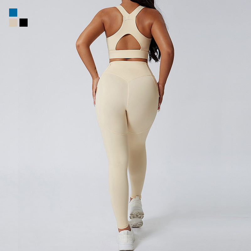 M Chic Boutique skinny gym exercise suit activewear, fitted athletic workout outfit for women in black with high-waist design.