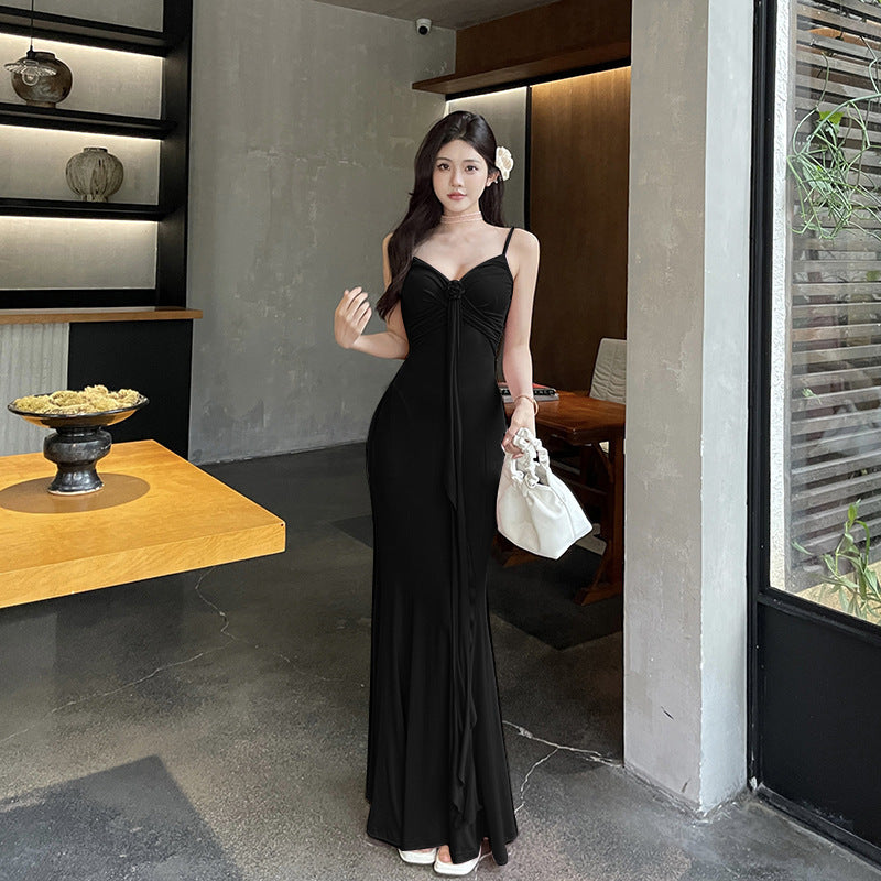 Rose Three-dimensional Flower Sling Dress