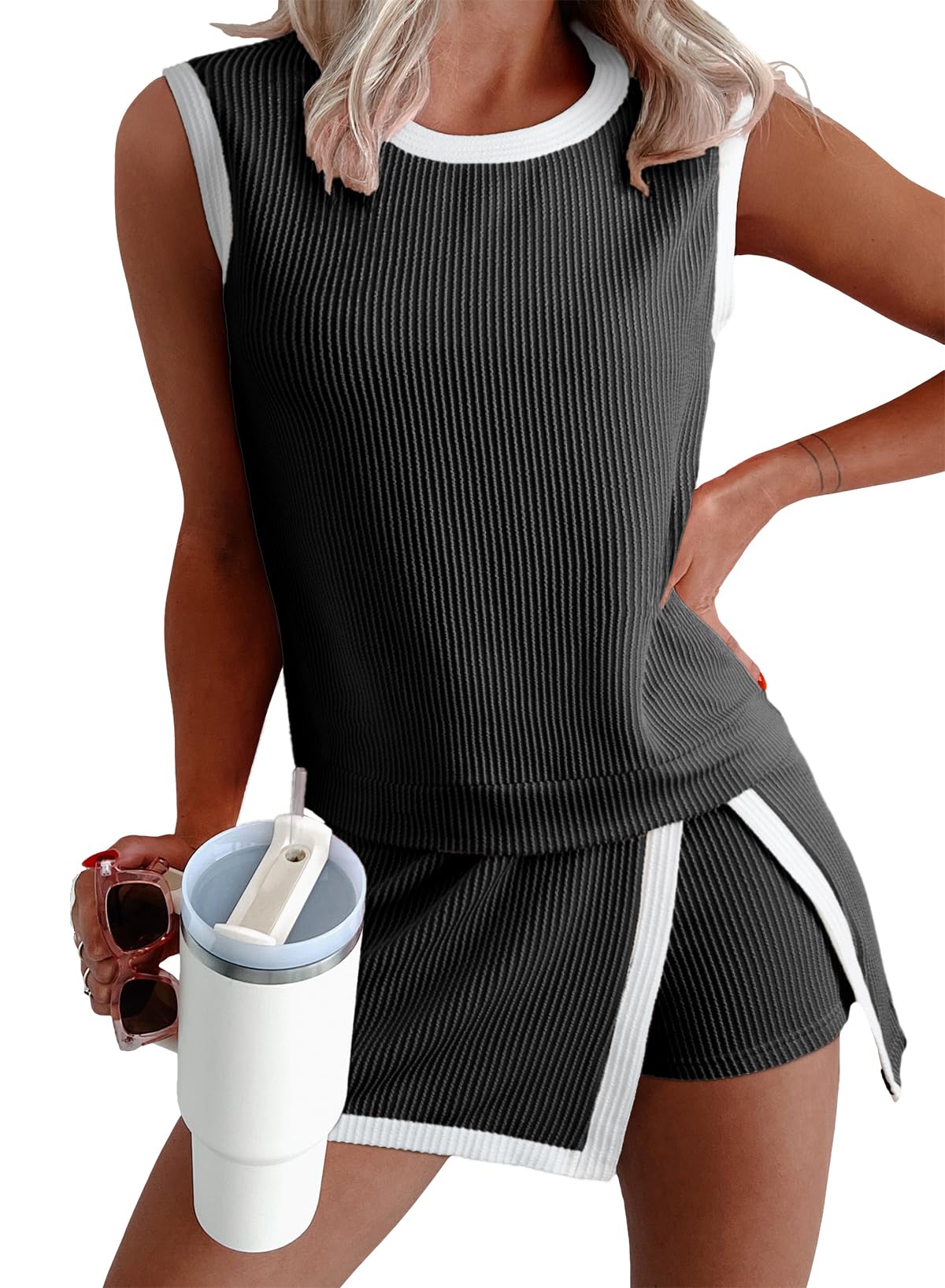 M Chic Boutique lounge athletic two-piece set featuring comfortable activewear with a stylish top and matching bottom.