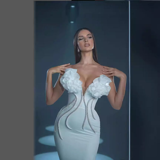 Socialite Flower Chain Strapless Evening Dress