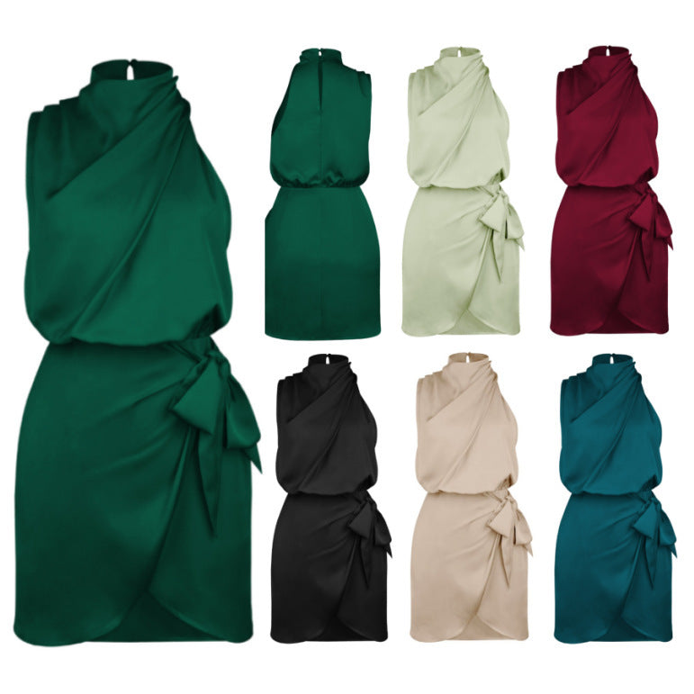 Satin Tied Slim Fit Socialite Dress