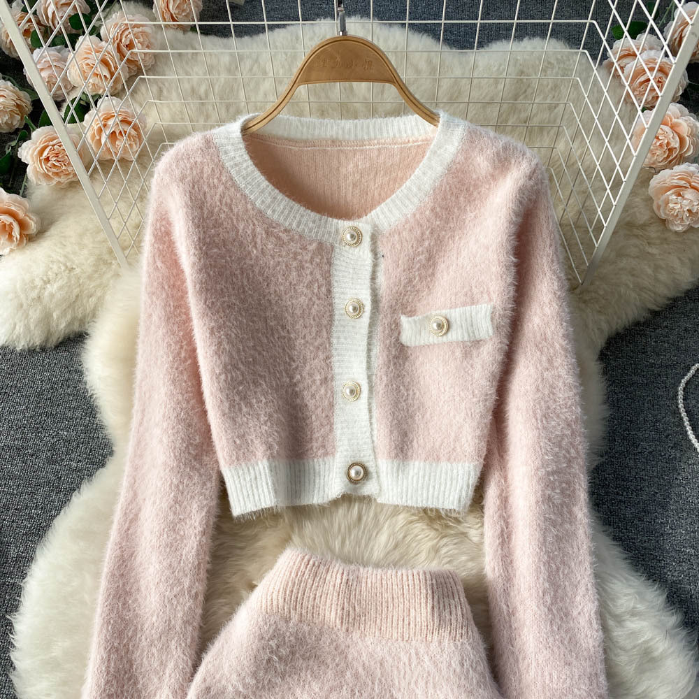 Sweater Skirt Two-Piece Suit