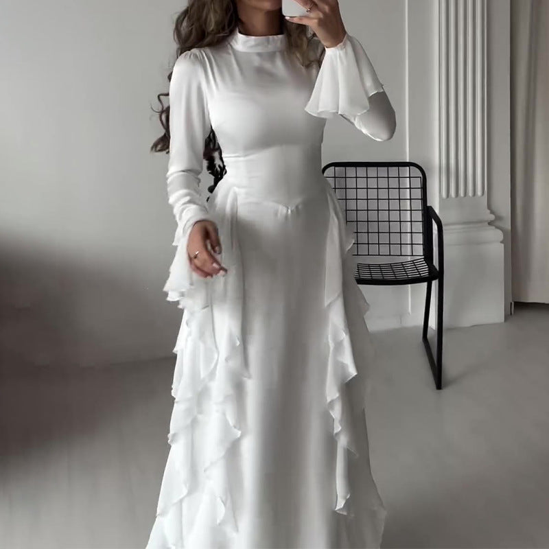 Round-neck flared sleeves dress from M Chic Boutique featuring a stylish, temperament design and elegant silhouette.