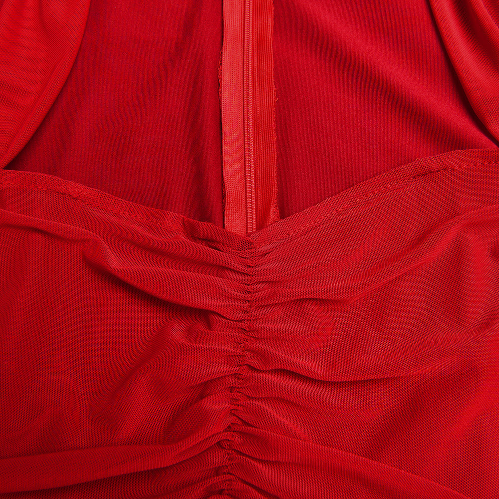 Double-breasted mesh dress