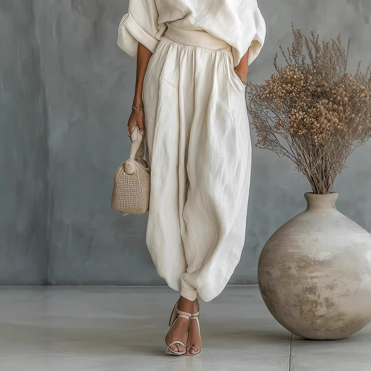 Off-Shoulder Top And Pants Loose Two-Piece Set - M Chic Boutique
