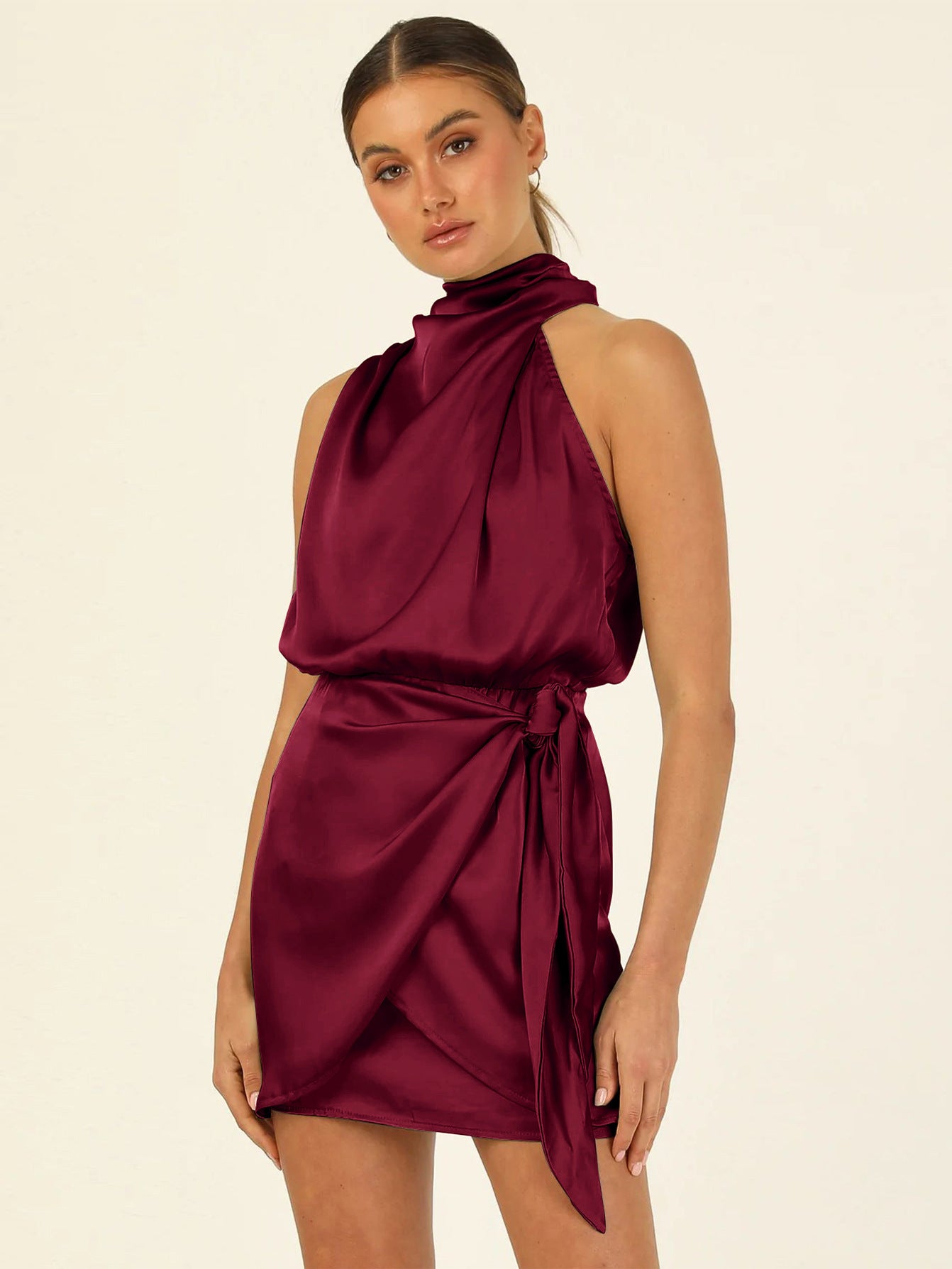 Satin Tied Slim Fit Socialite Dress
