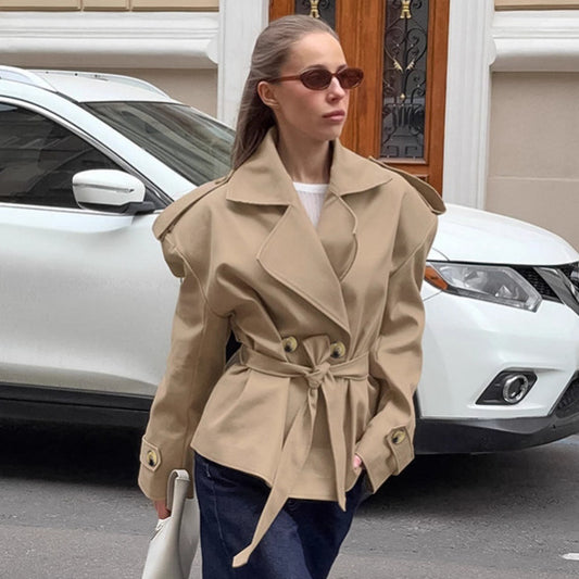 Trendy Lace Up Trench Coat For Women