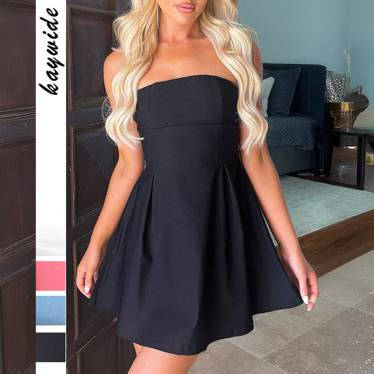 Girly Socialite Style Waist-tight Tube Top Short Dress