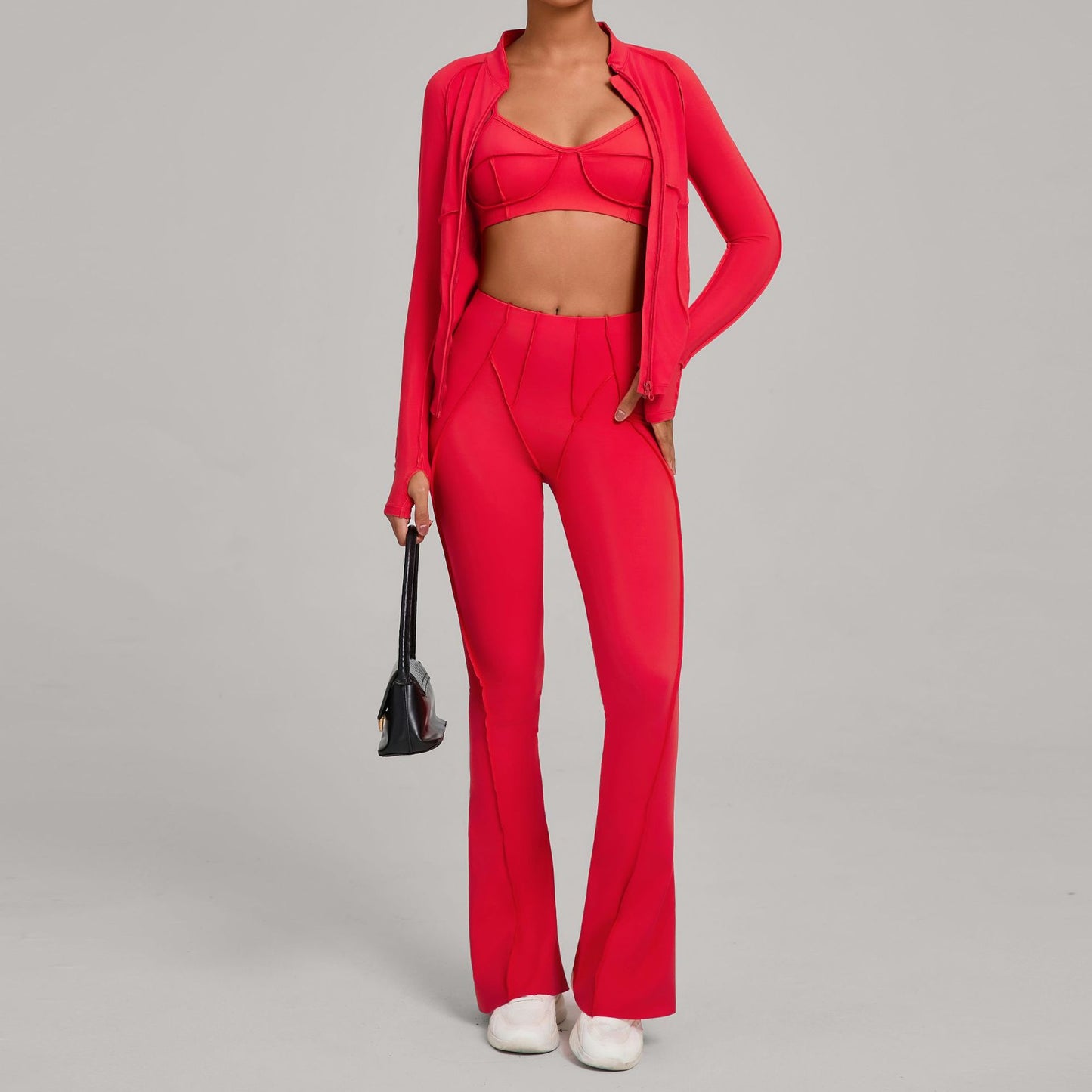 M Chic Boutique activewear zip-up top and yoga pants set, featuring a comfortable fit and stylish design for workouts and casual wear.
