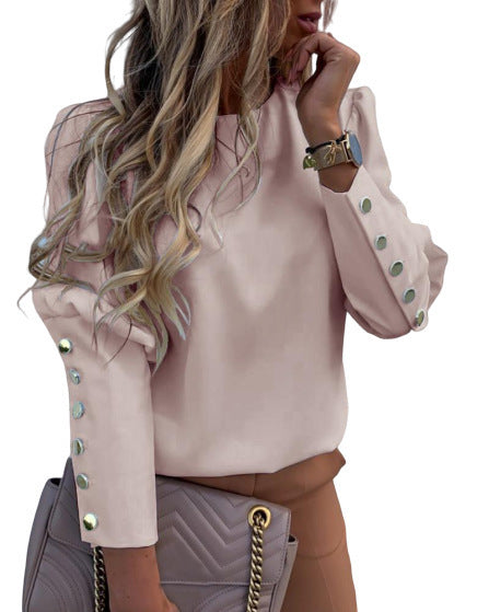 Solid Elegant Button Blouse