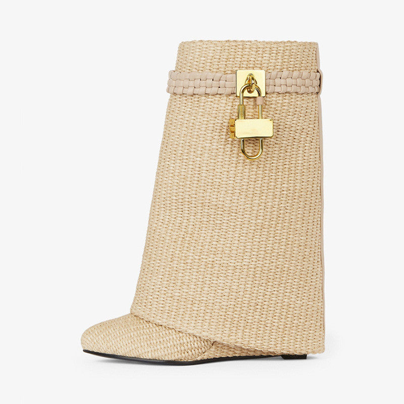 New Round Toe Wedge High Boots