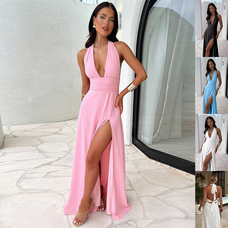 V-neck Slit Dress