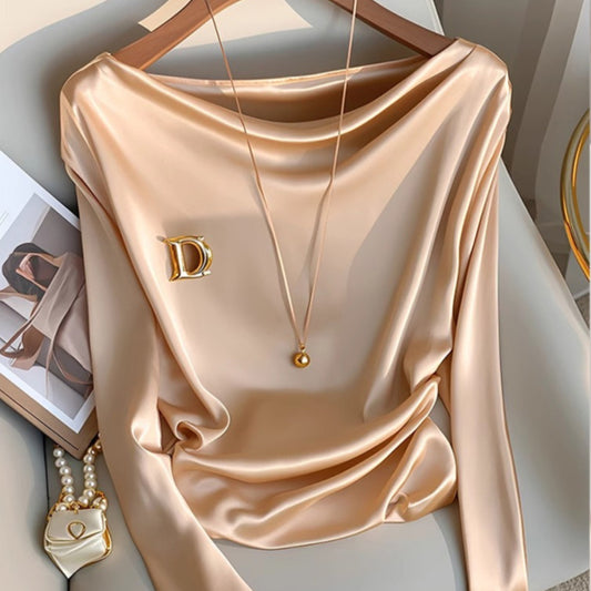 Long-sleeved Satin Blouse