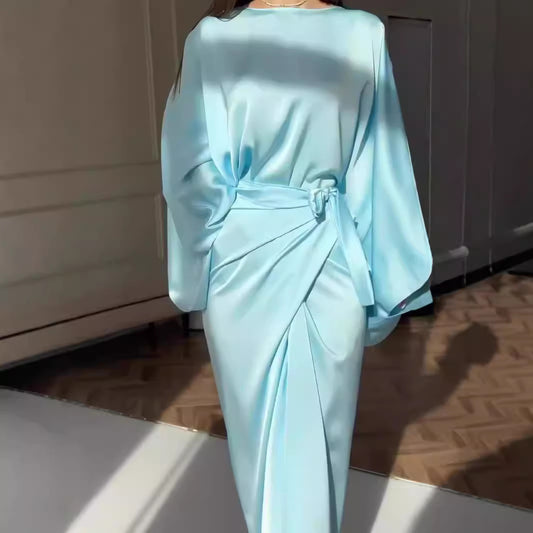 Waist Slimming Solid Color Dress