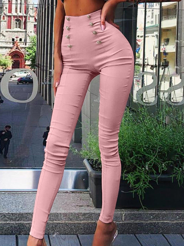 High-Waisted Pants with Buttons - M Chic Boutique