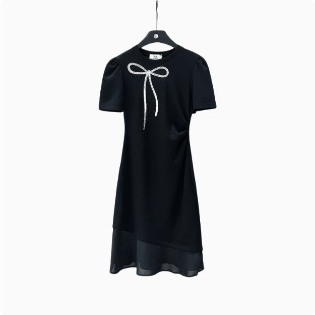 Slimming Patchwork Bow Dress