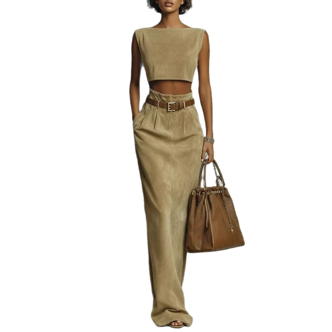 Faux Suede Velour Set Vest And Pants - M Chic Boutique