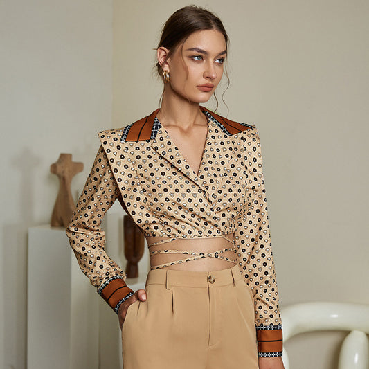 Lapel Slim Fit Blouse