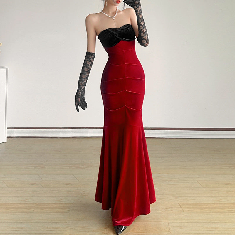 Socialite Off-shoulder Tube Top Fishtail Dress