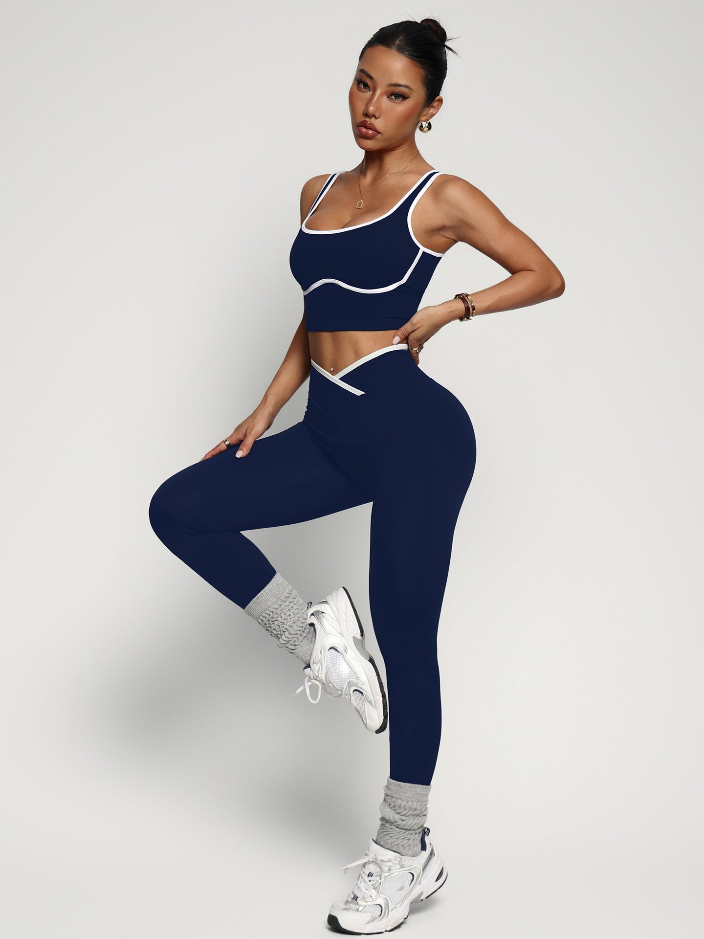 M Chic Boutique activewear two-piece gym and yoga outfit set featuring a fitted top and matching leggings for workout comfort.