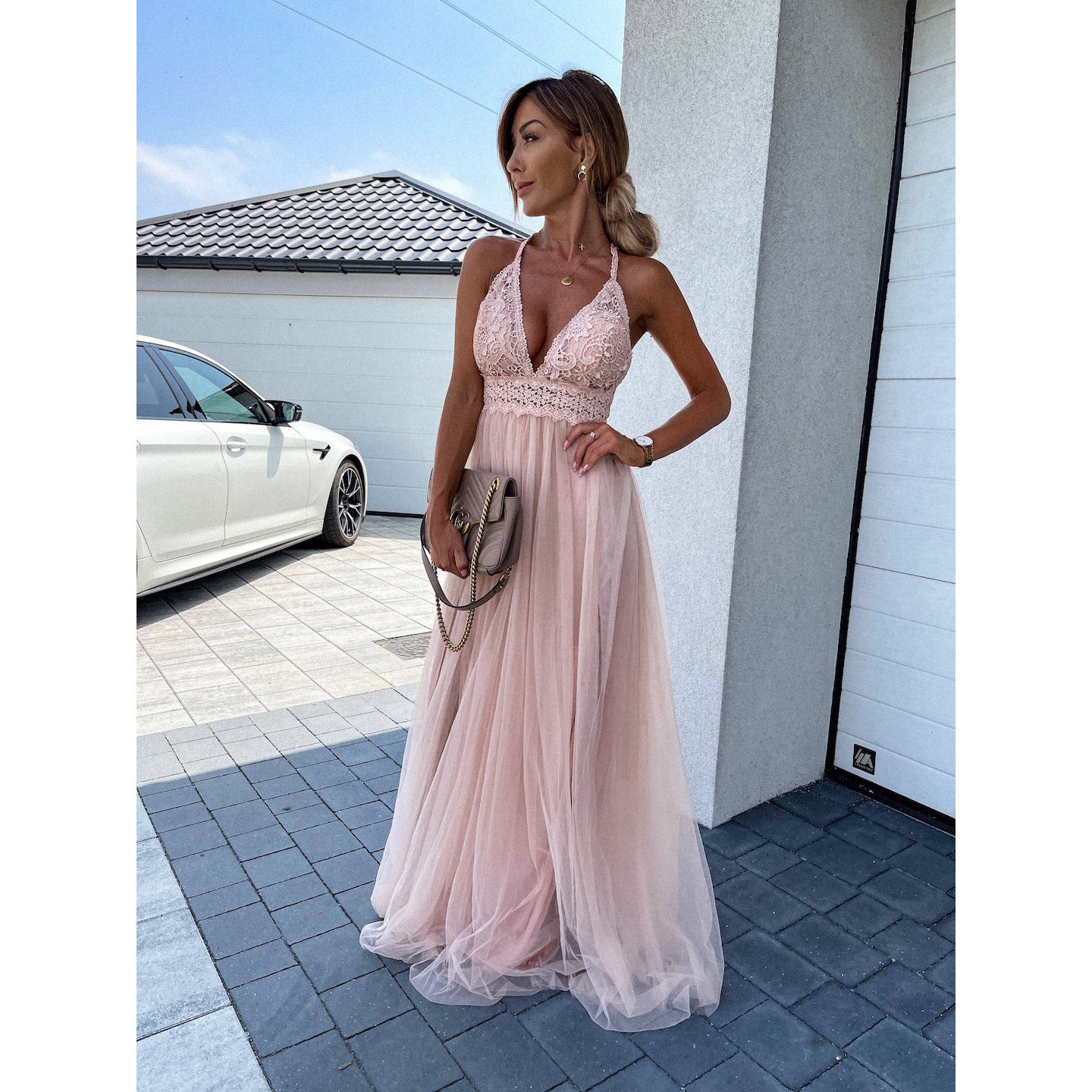 Sleeveless V-neck Dress