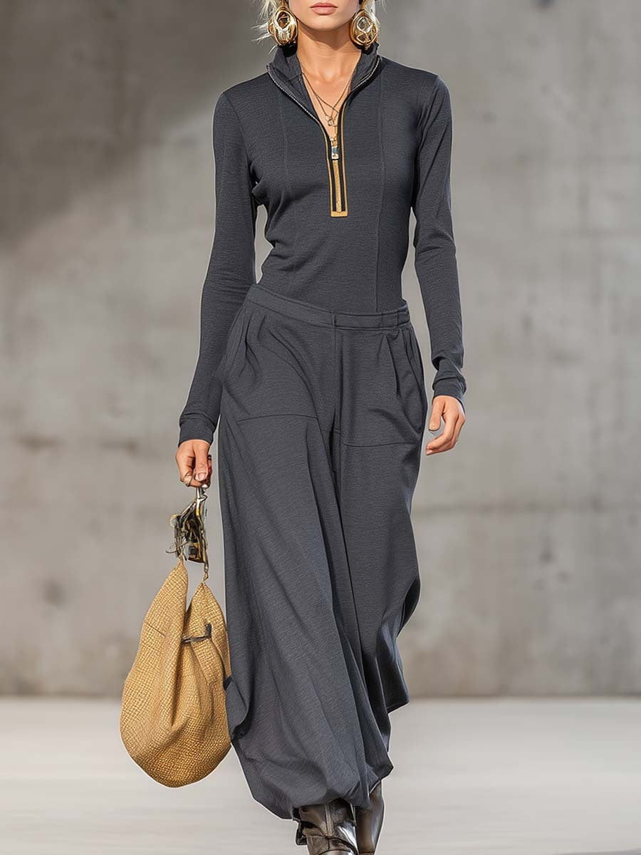 Top Wide LegTrousers Two-piece Set