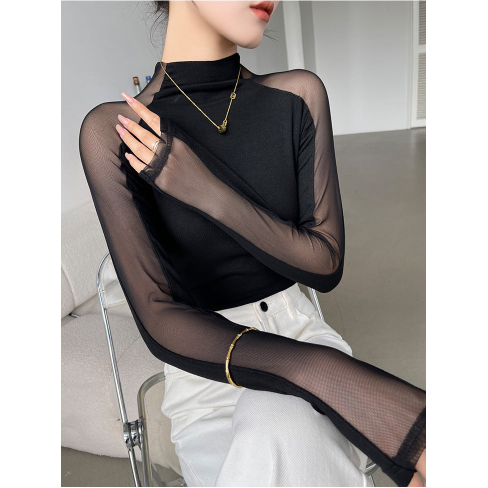 High-Neck Mesh Slimming Top