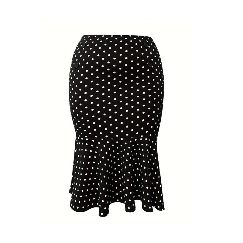Plus size slimming mermaid midi skirt in black from M Chic Boutique, featuring a fitted silhouette and flared hem.