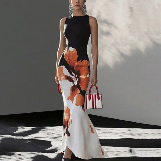 Printed Elegant Sleeveless Dress
