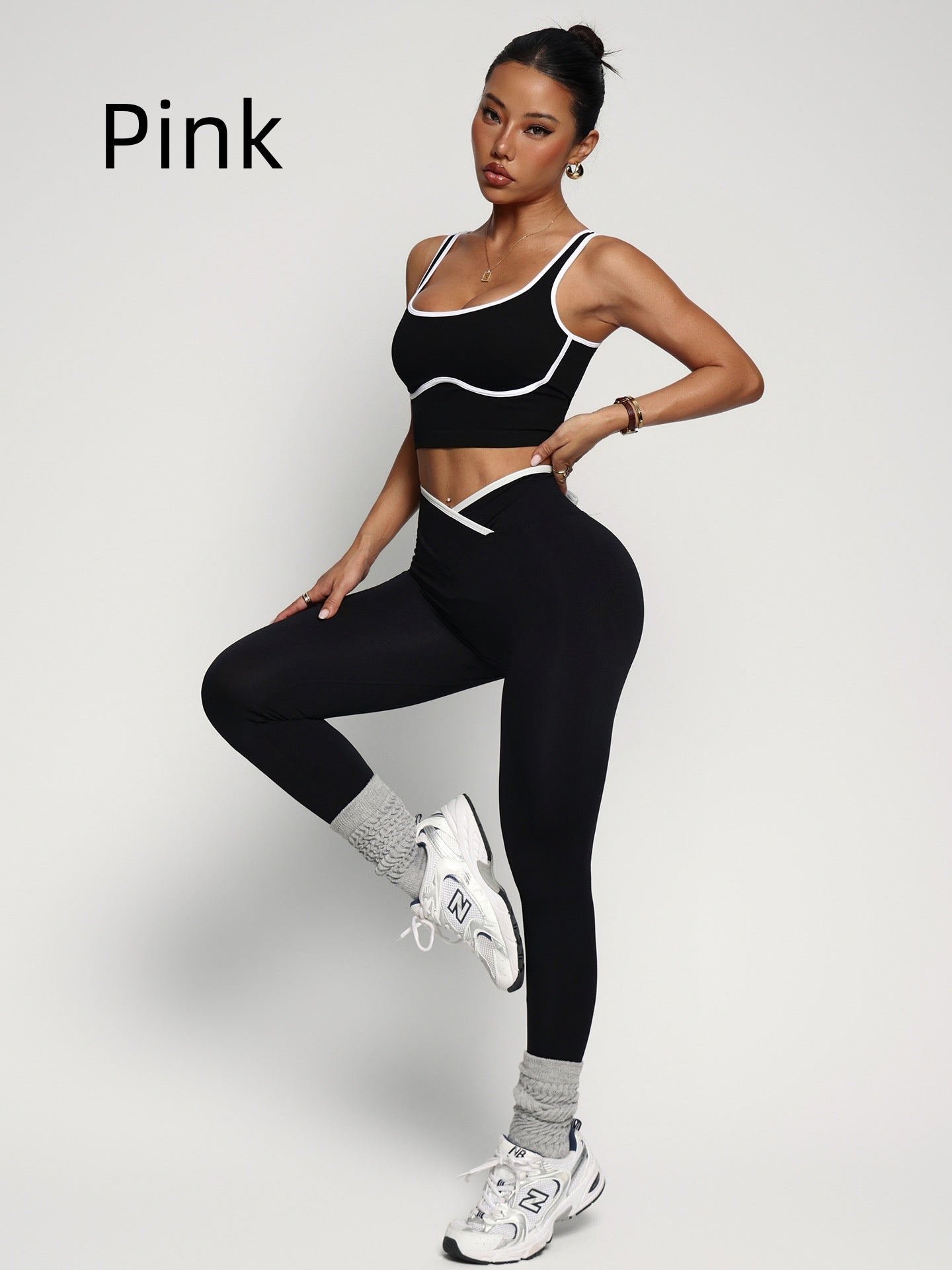 M Chic Boutique gym and yoga activewear two-piece set featuring a sports bra and matching leggings in stylish design